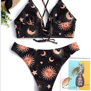 🔥🌞🌛NWT celestial bikini black and orange